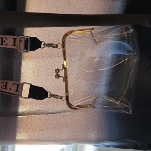 Clear kiss lock medium size crossbody/ shoulder bag